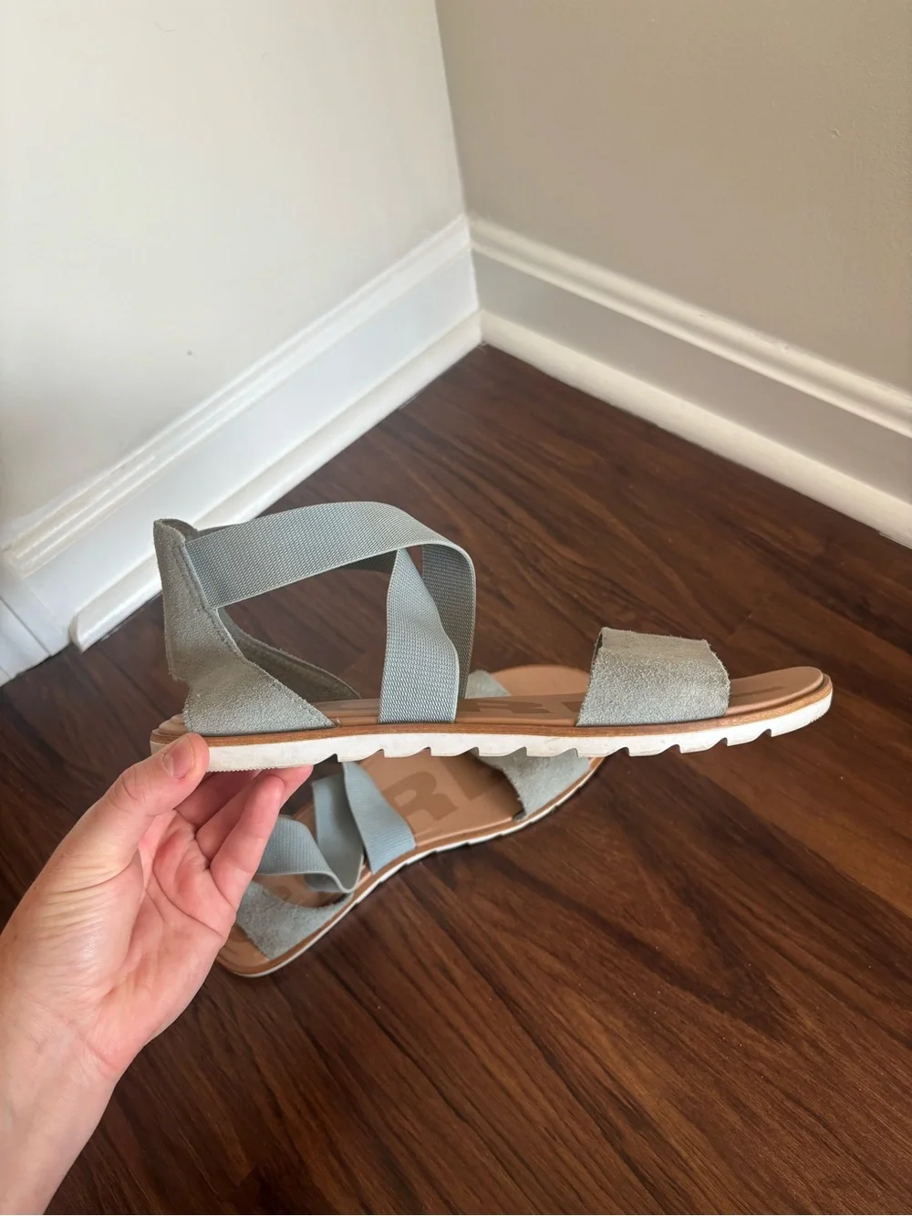 Sorel Ella Light Blue Suede Strappy Sandals Size 10